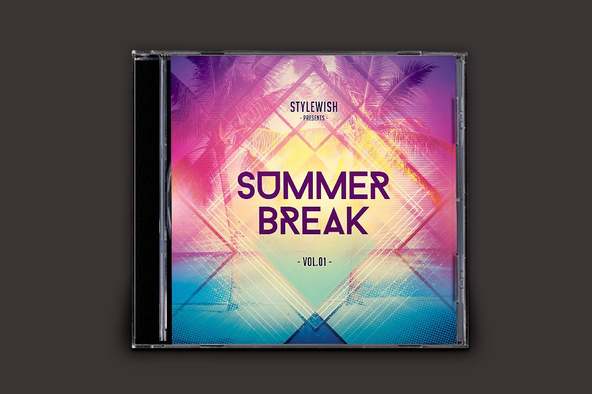 夏日节奏音乐CD封面模板 Summer Break CD C