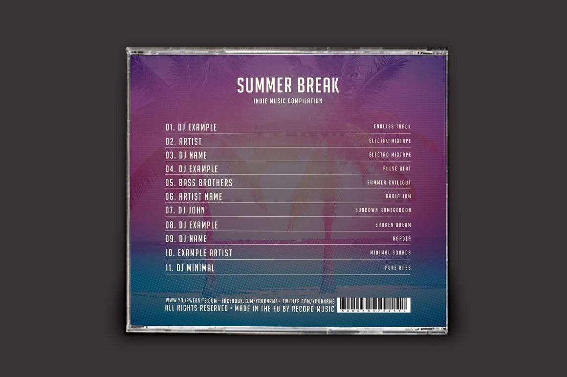 夏日节奏音乐CD封面模板 Summer Break CD C