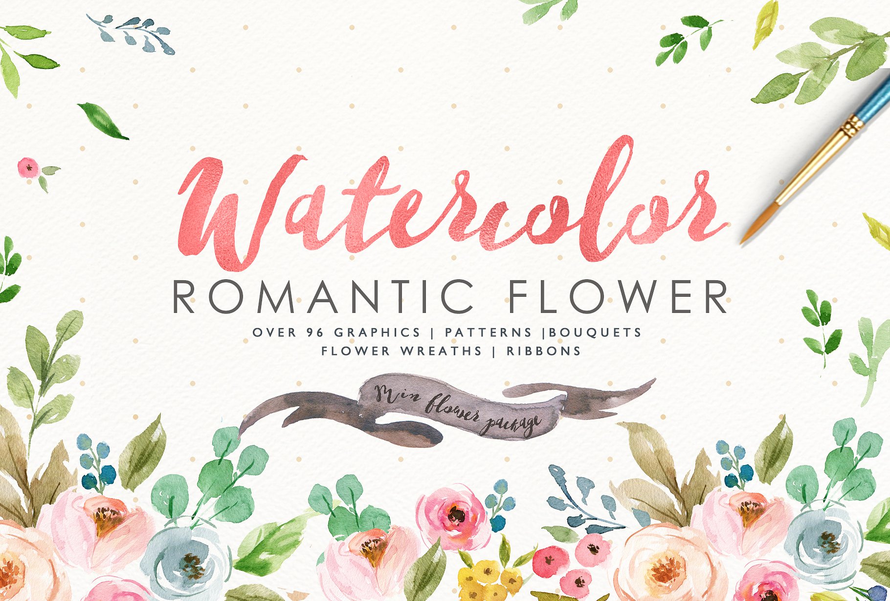 浪漫水彩花卉插画设计套装 Watercolor-Romant
