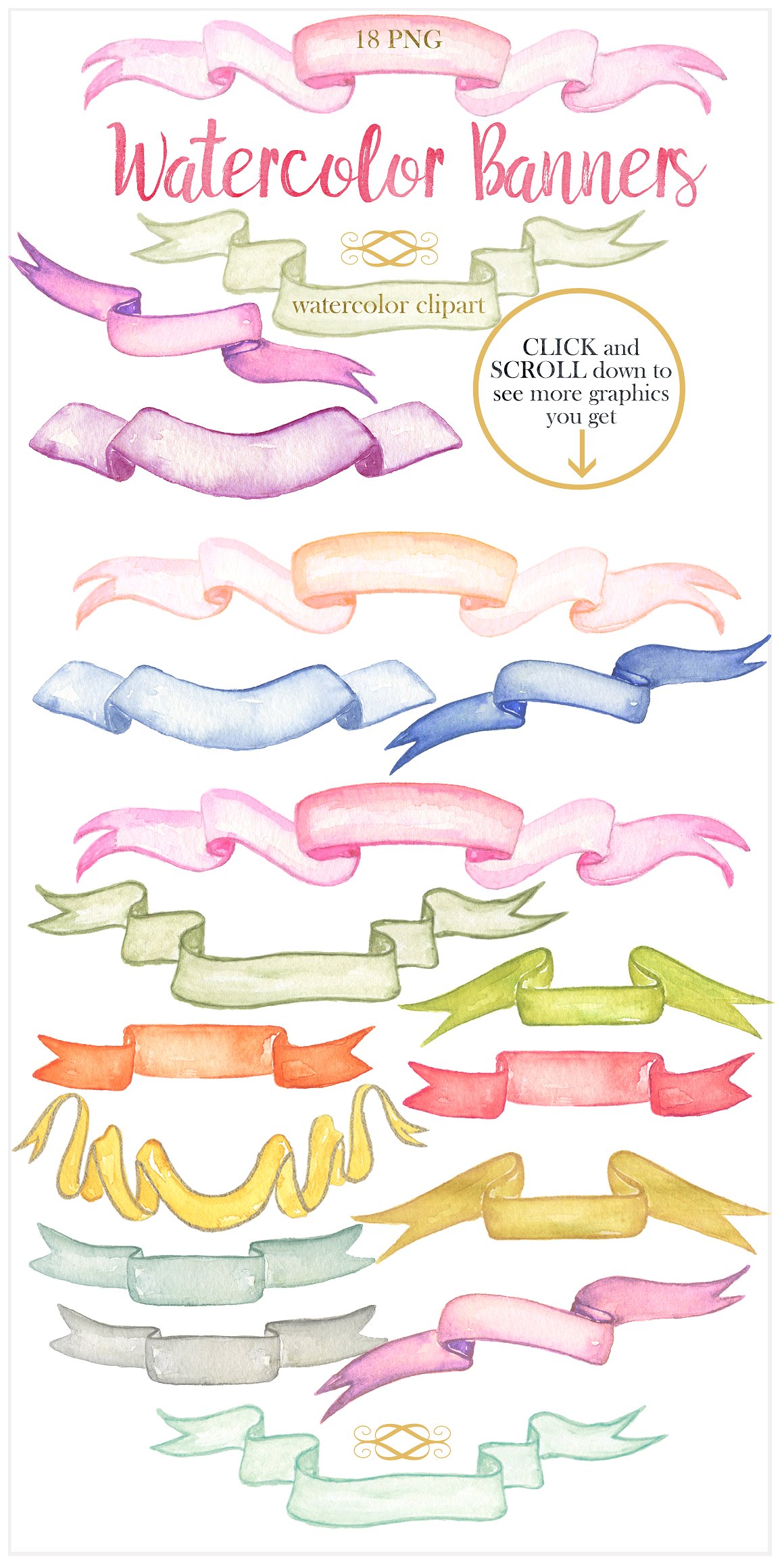 Watercolor banners clip art