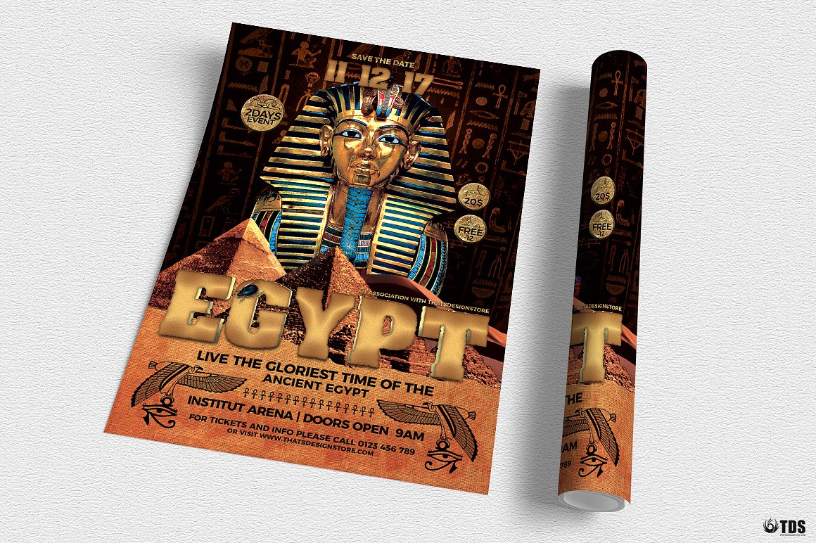 古埃及历史考古主题传单海报PSD模板Ancient-Egyp