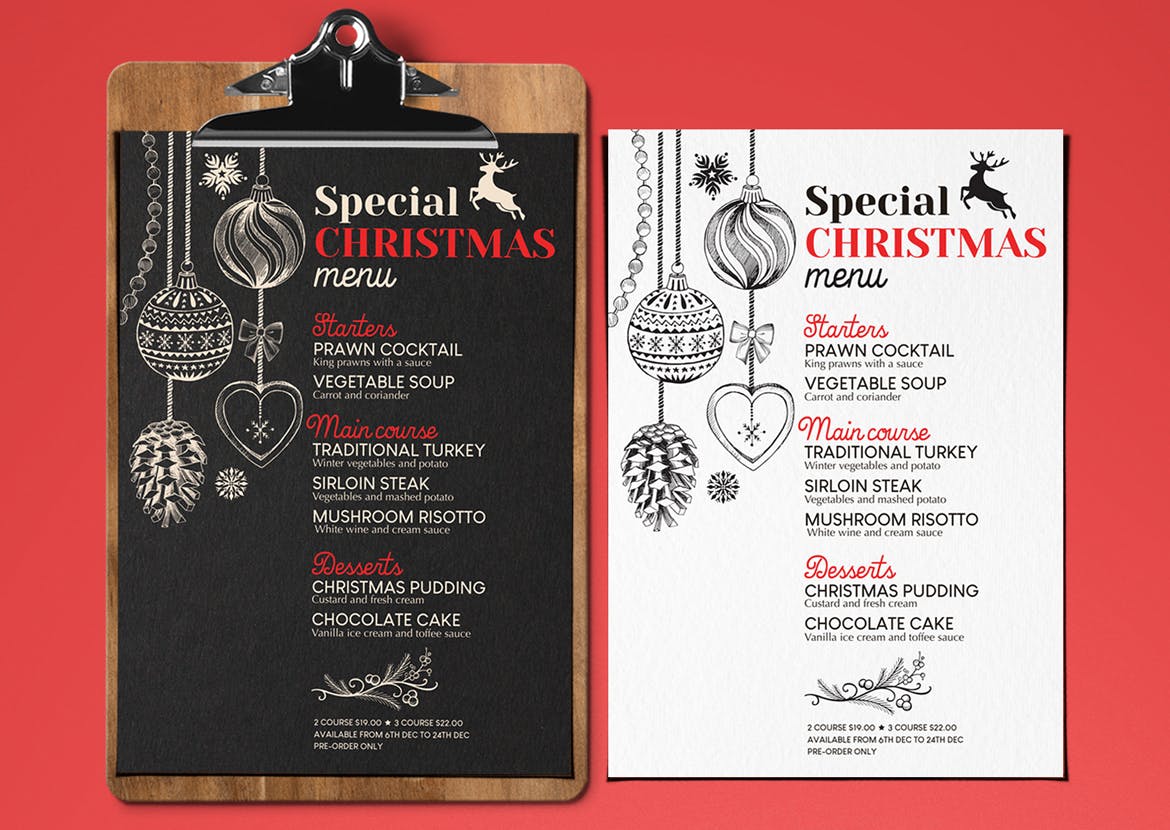 时尚高端圣诞节新年海报DM宣传单设计模板 christmas