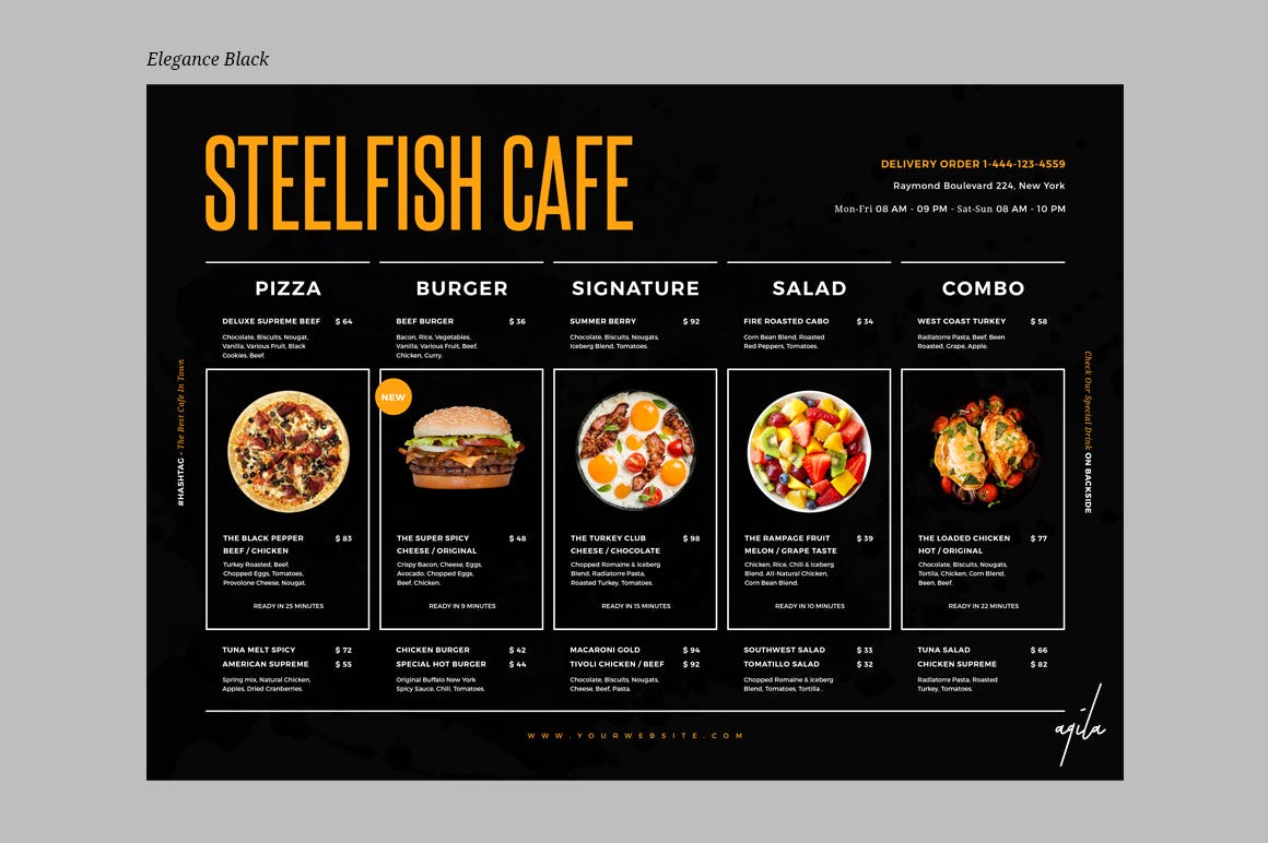 时尚高端简约多用途的餐厅饭店餐单菜谱设计海报宣传单DM折页设