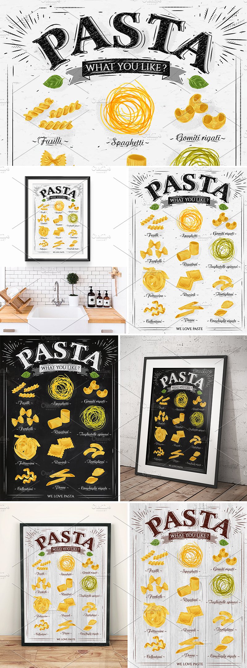 意大利面食面馆海报模板 Pasta-Poster #5781