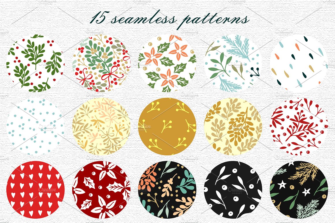 15种假日系列无缝图案素材 Holiday Patterns