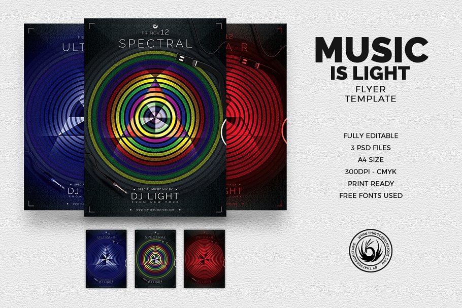 “音乐即光明”音乐派对传单模板 Music-is-Light