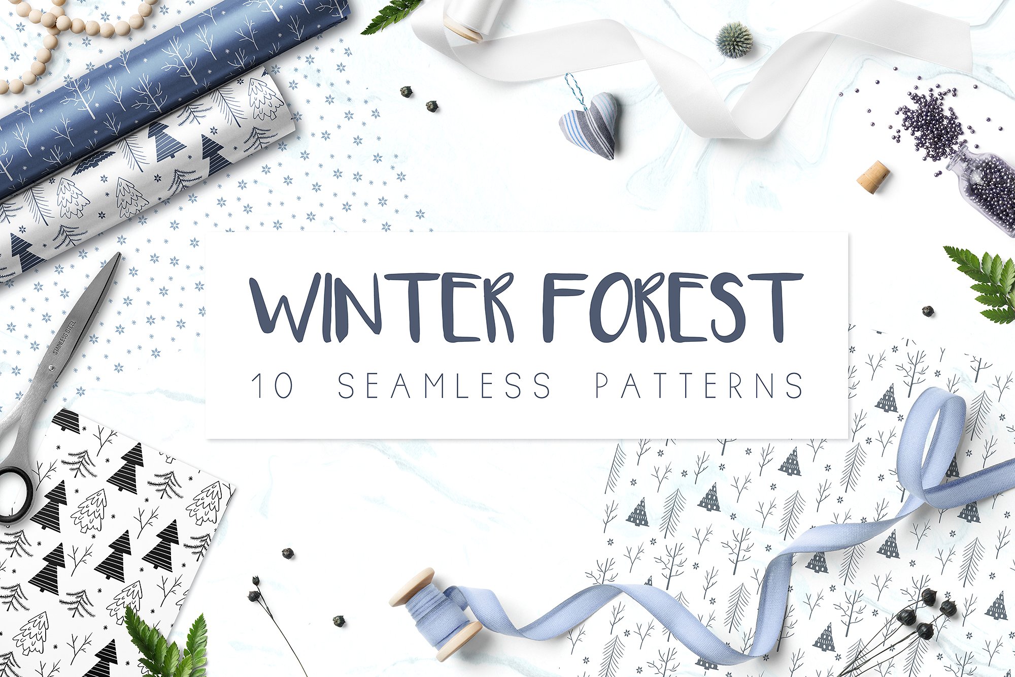 优雅的冬季新年圣诞节森林物语系列矢量手绘元素Winter F