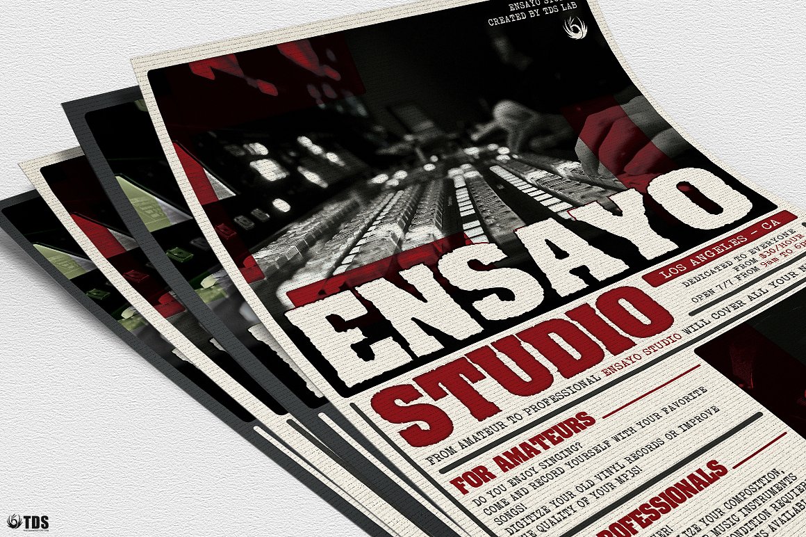 音乐工作室宣传传单PSD模板 Music-Studio-Fl