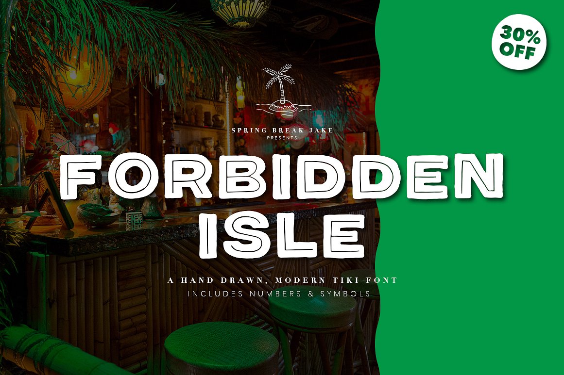 不拘一格大胆干净的竹条英文字体 Forbidden Isle