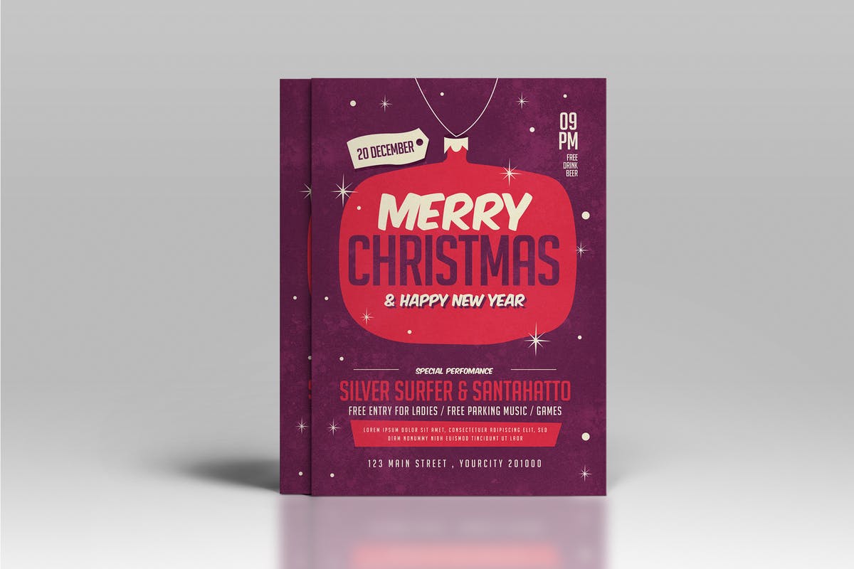 圣诞节聚会派对传单海报模板elements-christma