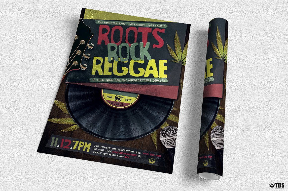 音乐派对传单PSD模板 Roots-Rock-Reggae-