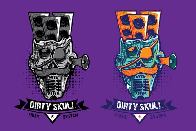 脏骷髅矢量插画 Dirty Skull Illustrati