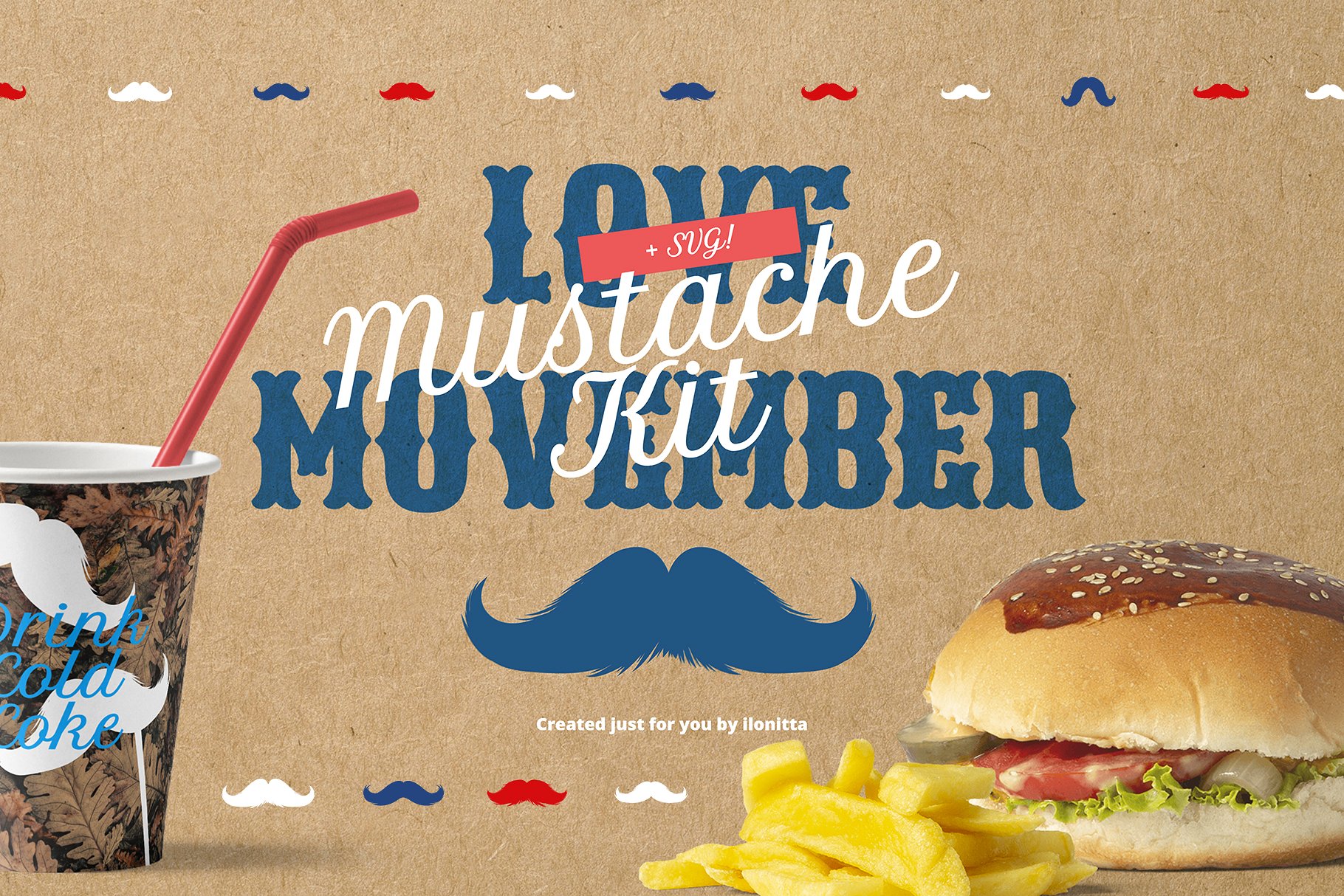 高品质的胡子插画矢量素材 Movember Style Mu