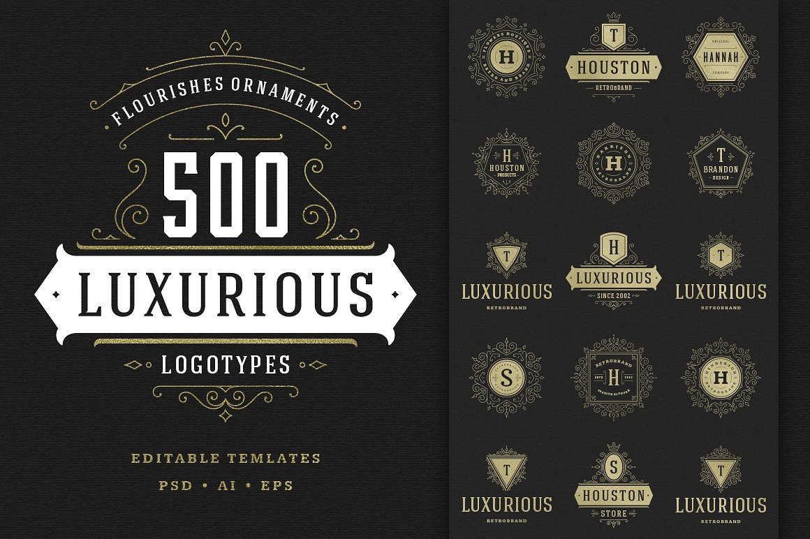500个复古装饰风格Logo和徽章模板 500-orname