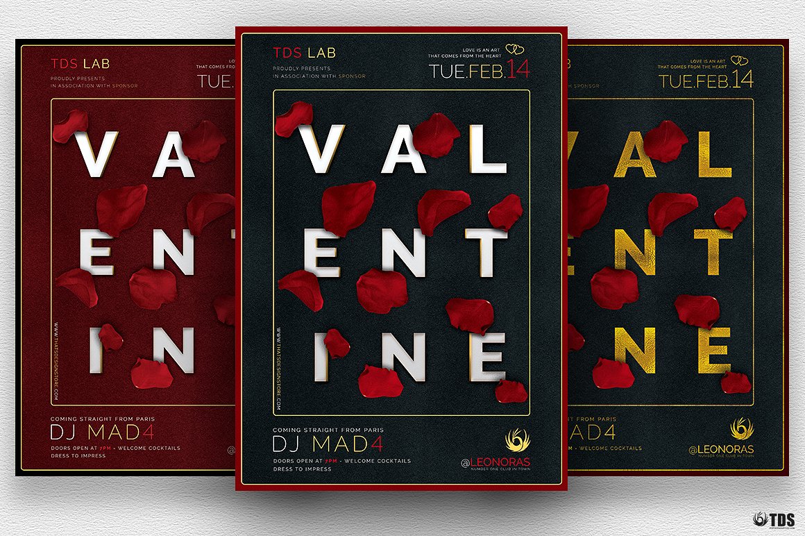 情人节主题活动传单海报模板 Valentines-Day-F