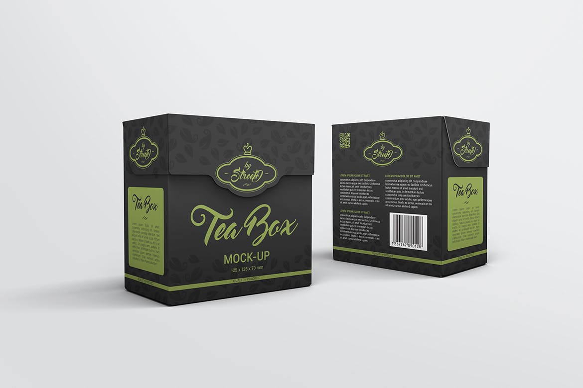 高分辨率茶叶茶盒包装盒模型设计素材 Tea Box Mock