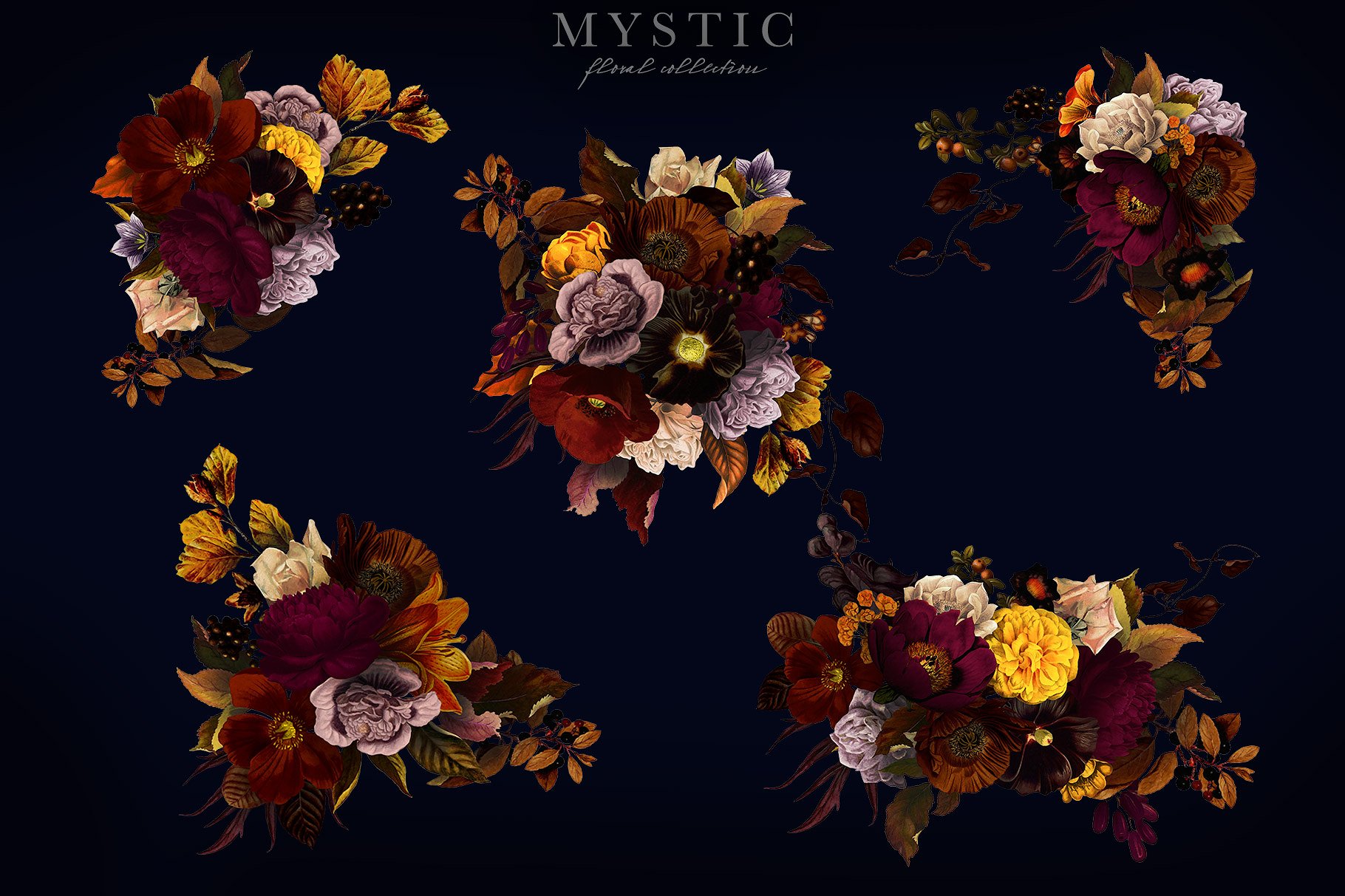 神秘花卉系列设计素材 Mystic-Floral-Colle