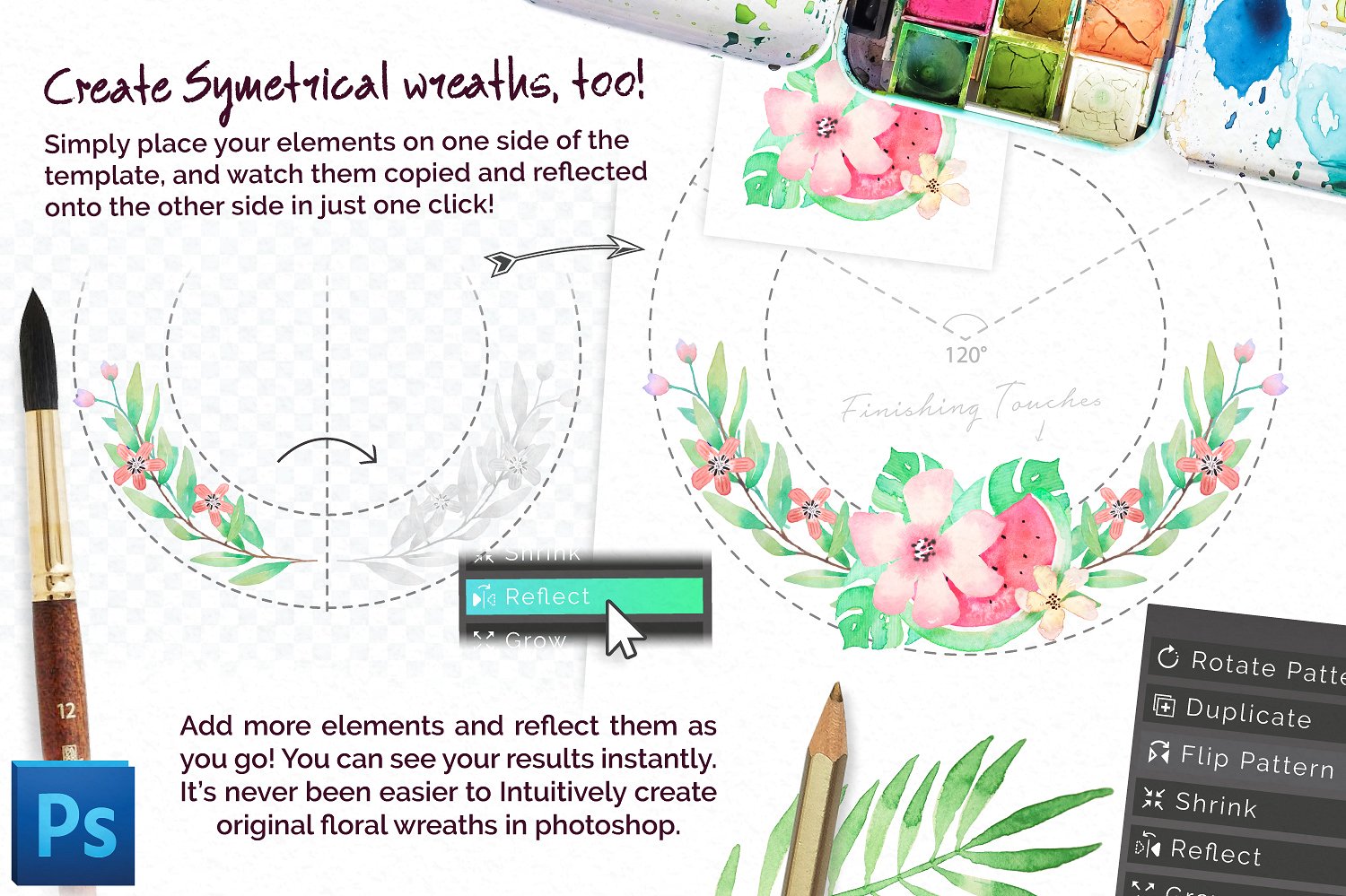 手绘水彩花环设计素材 Universal Wreath Cr