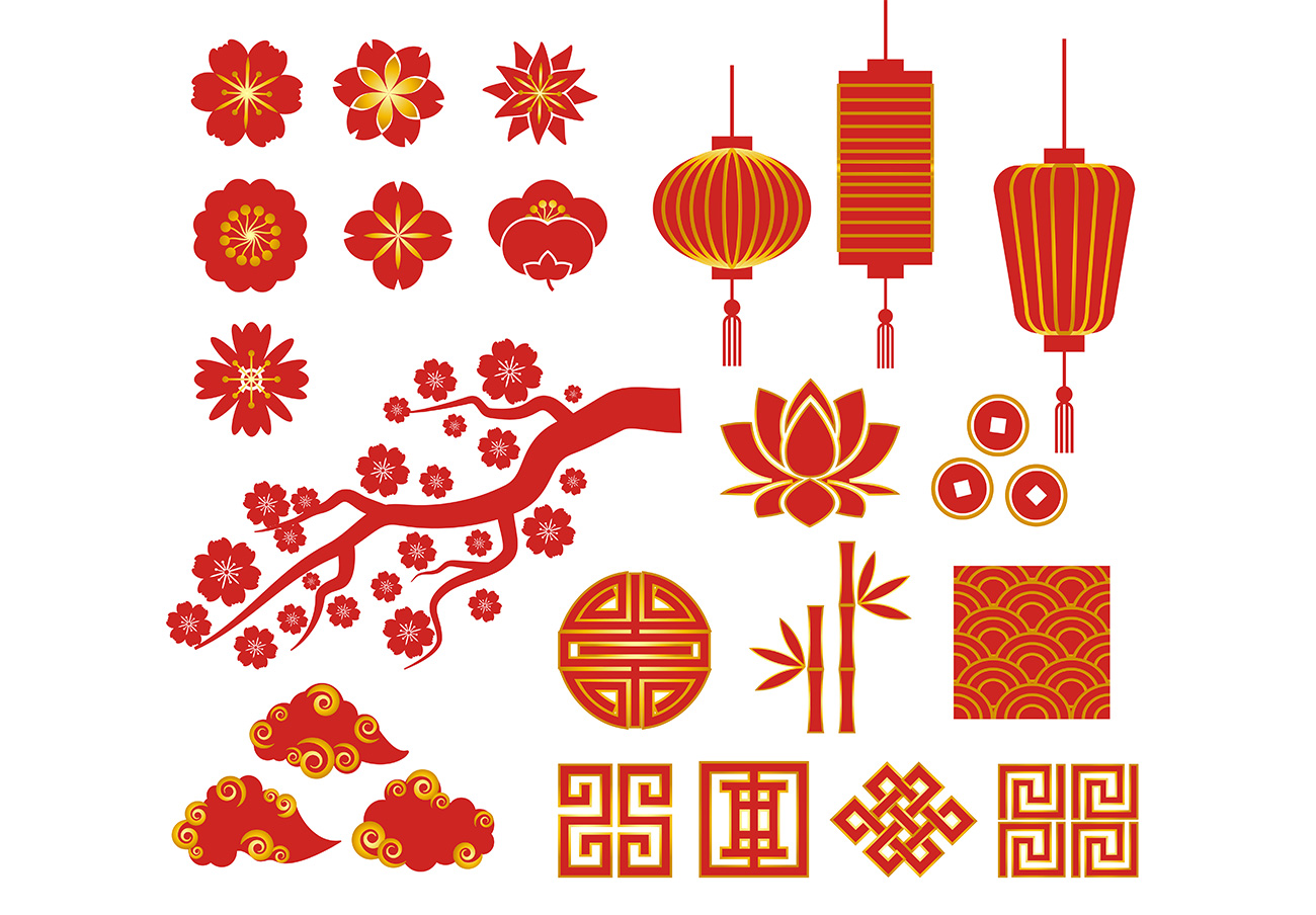 2019年新年快乐中国日本东方传统元素新年氛围元素高清图合辑
