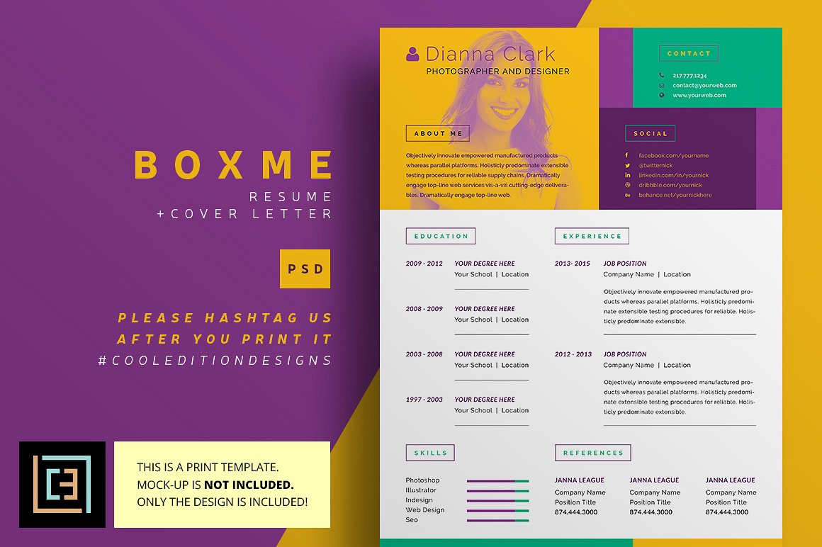 现代简历求职信模板设计 BoxMe-Resume-CV-2-