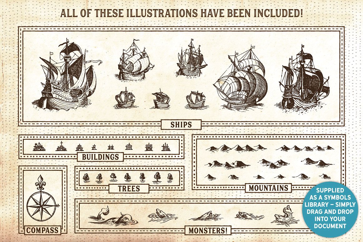 复古航海地图设计素材 The-Vintage-Nautica