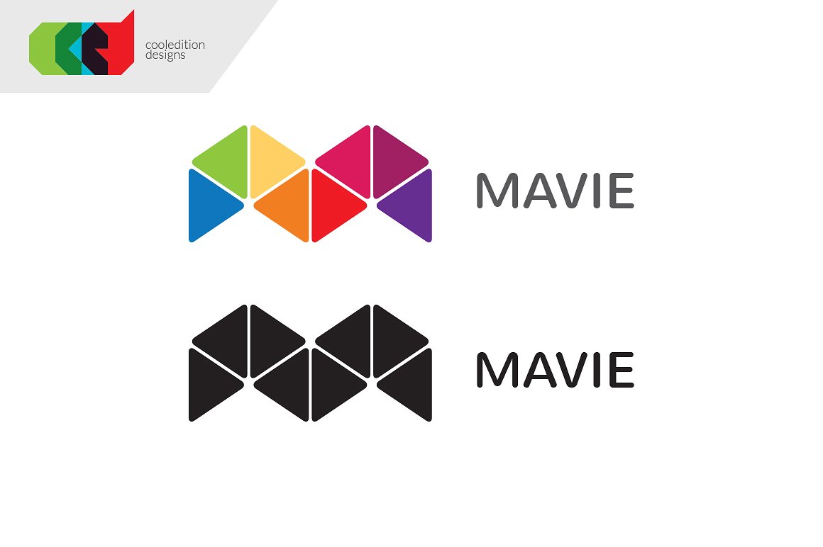 多彩三角形徽标logo模板 Mavie-Logo-Templ