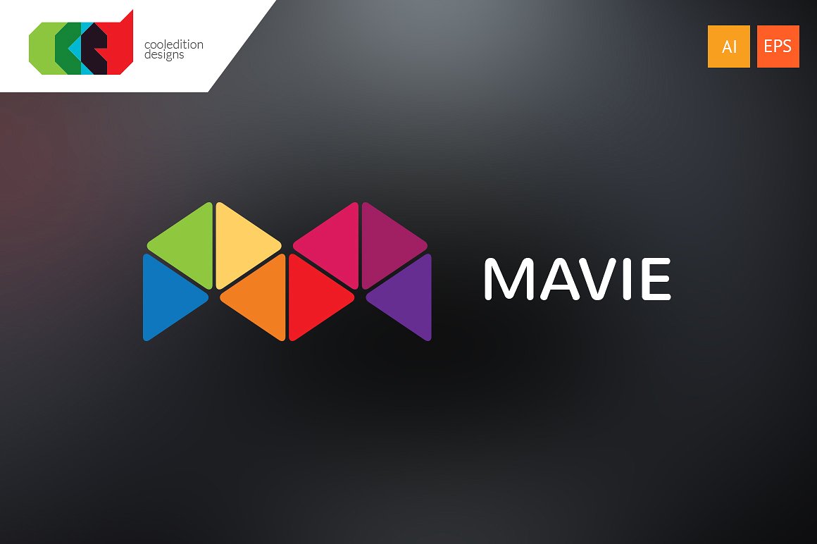 多彩三角形徽标logo模板 Mavie-Logo-Templ