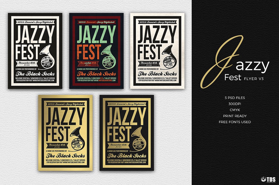 爵士音乐派对海报传单PSD模板 Jazzy-Fest-Fly