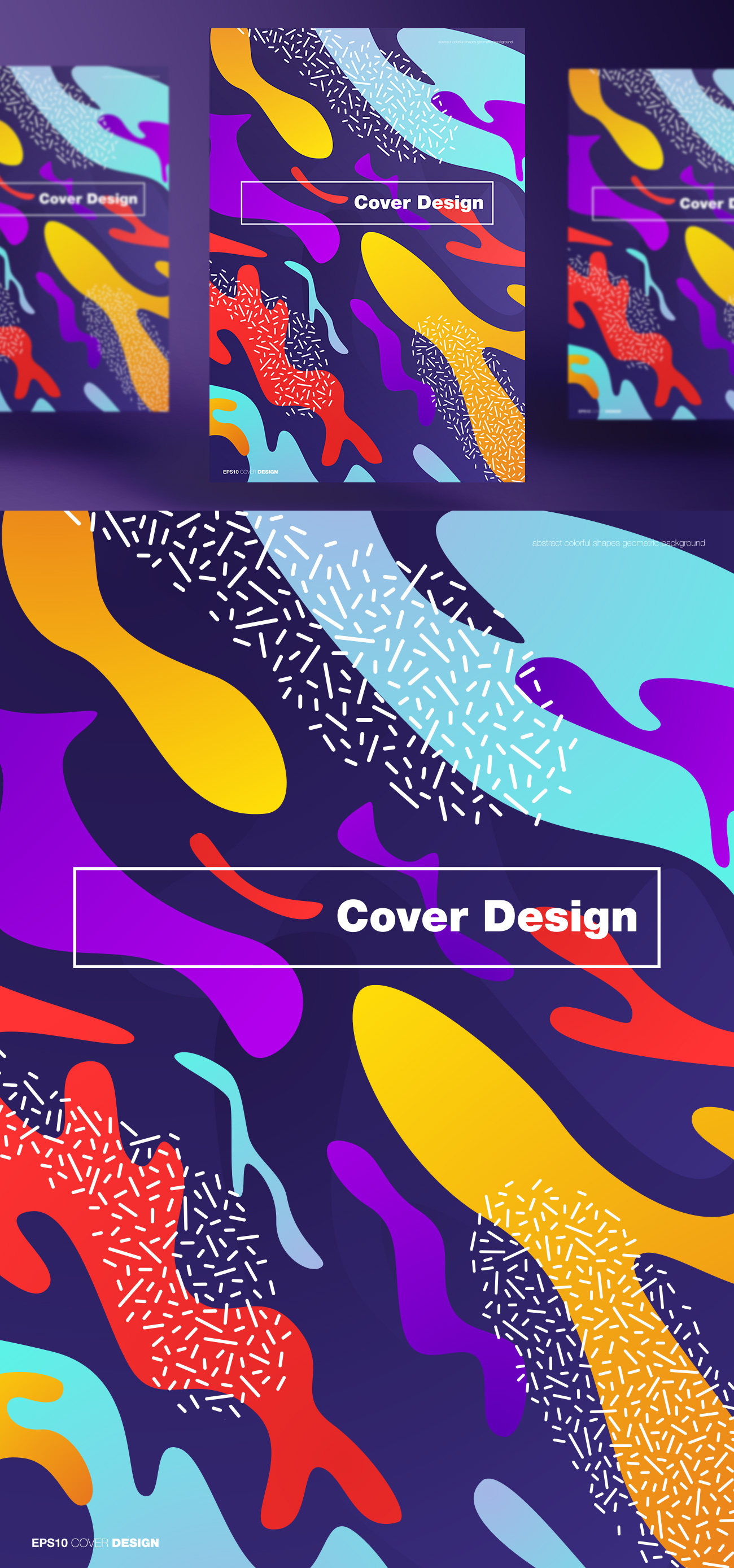 孟菲斯彩色流体渐变抽象形状封面设计矢量海报素材