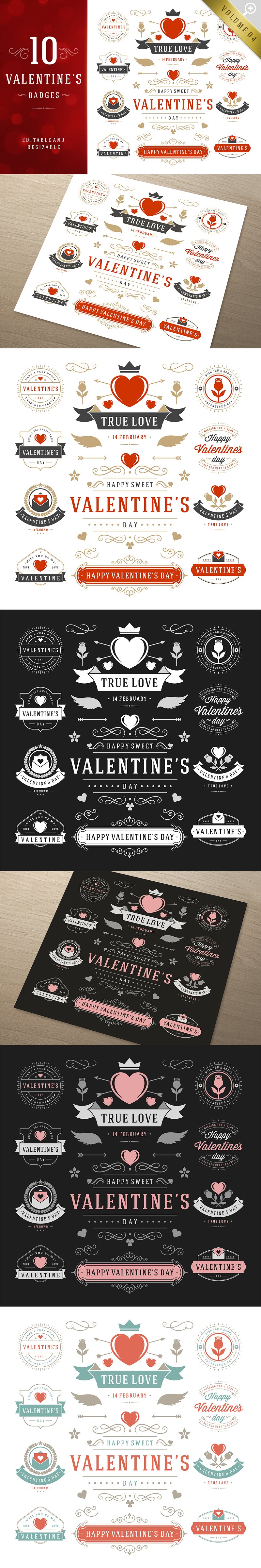 情人节标签插图素材Valentine-#039;s Day
