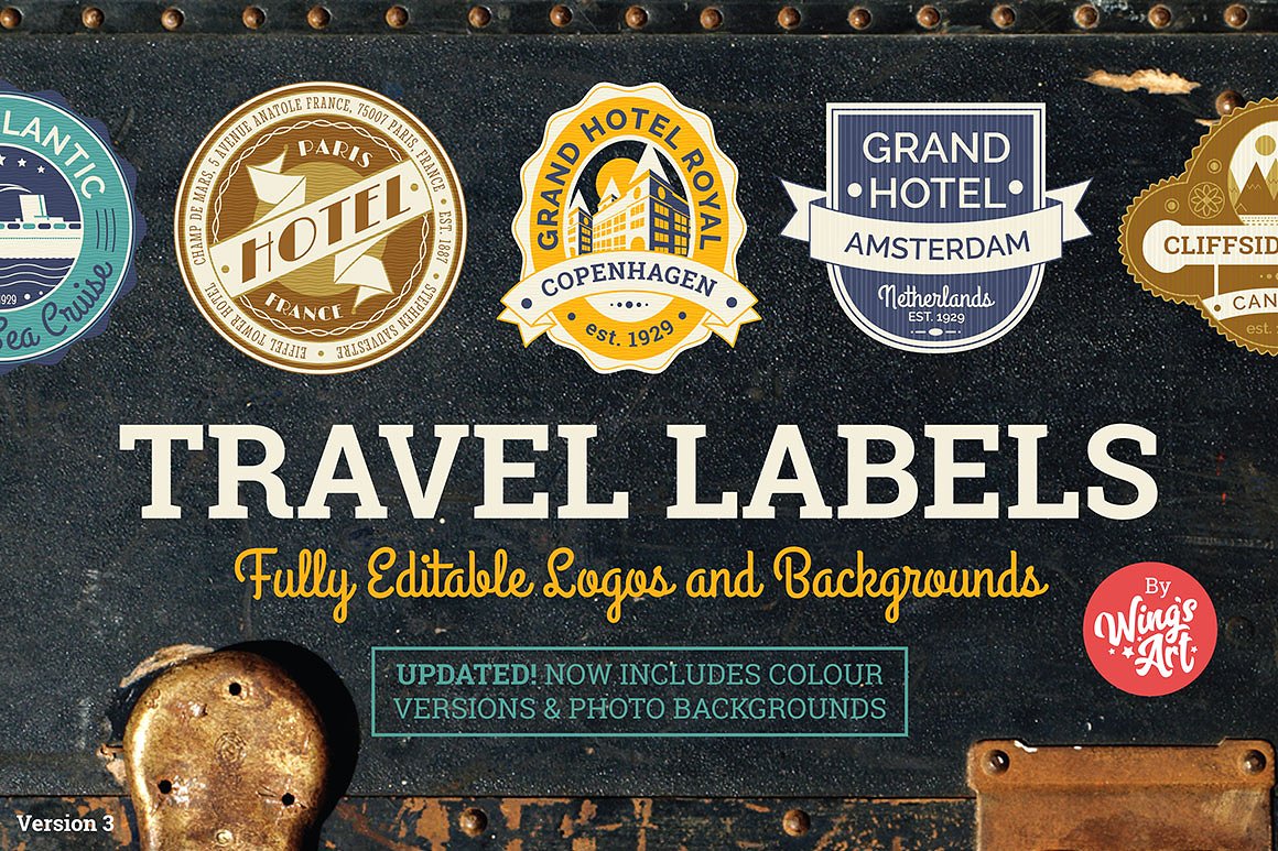 复古旅行主题Logo标志设计模板 Travel-Labels