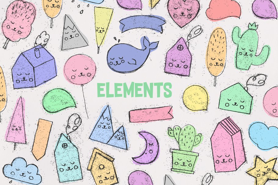 矢量手绘可爱动物字母插画素材 Cute-Stamps