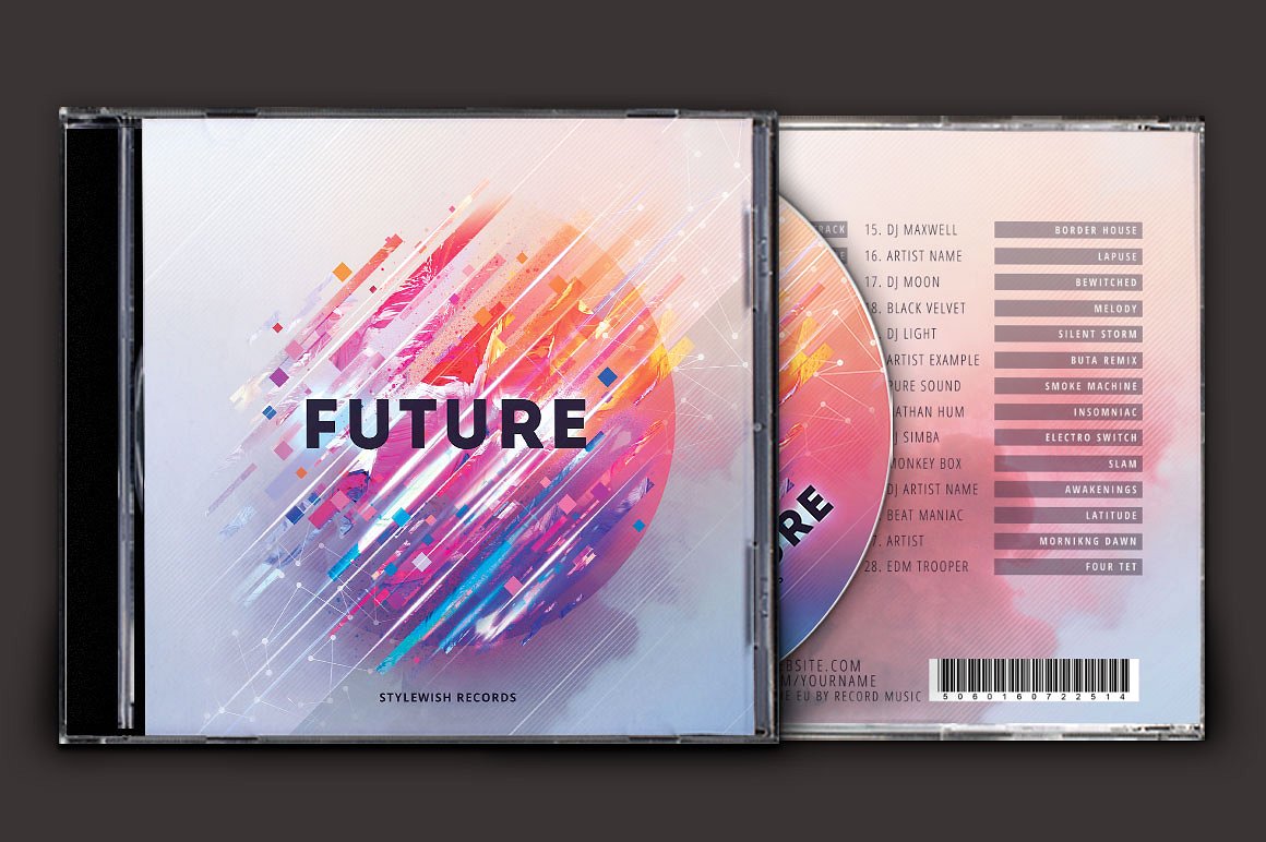 抽象未来科技风格音乐CD封面模板 Future-CD-Cov