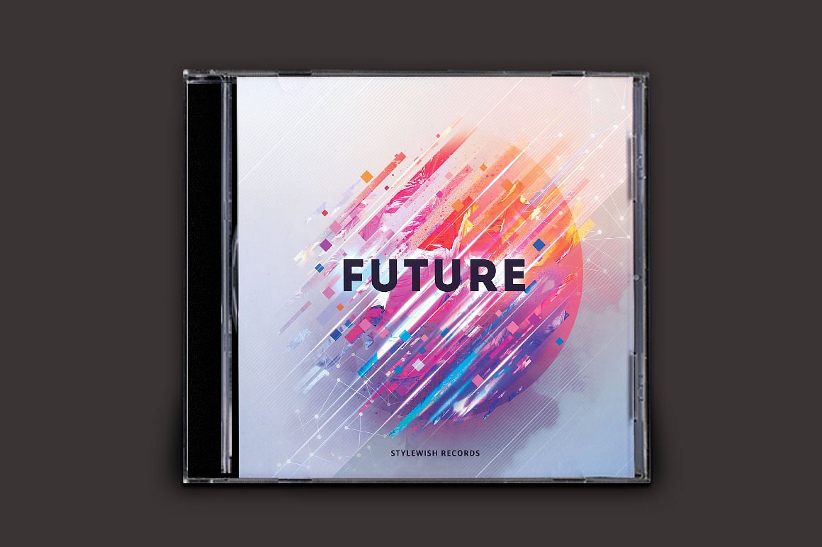 抽象未来科技风格音乐CD封面模板 Future-CD-Cov