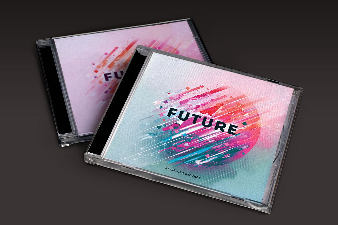 抽象未来科技风格音乐CD封面模板 Future-CD-Cov