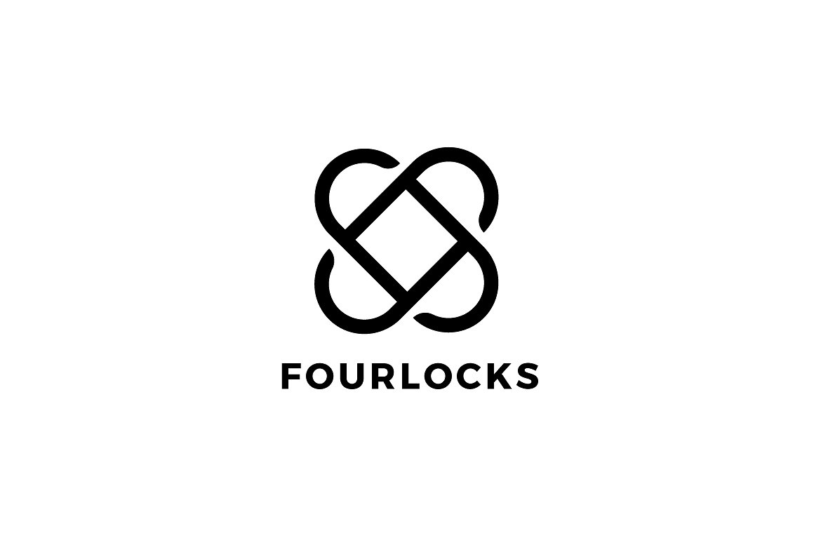 交叉环形标志Logo模板 Four-Locks-Logo-T