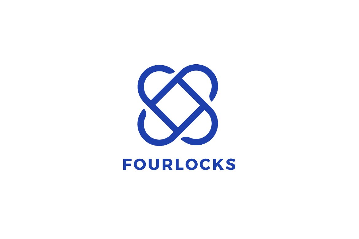 交叉环形标志Logo模板 Four-Locks-Logo-T