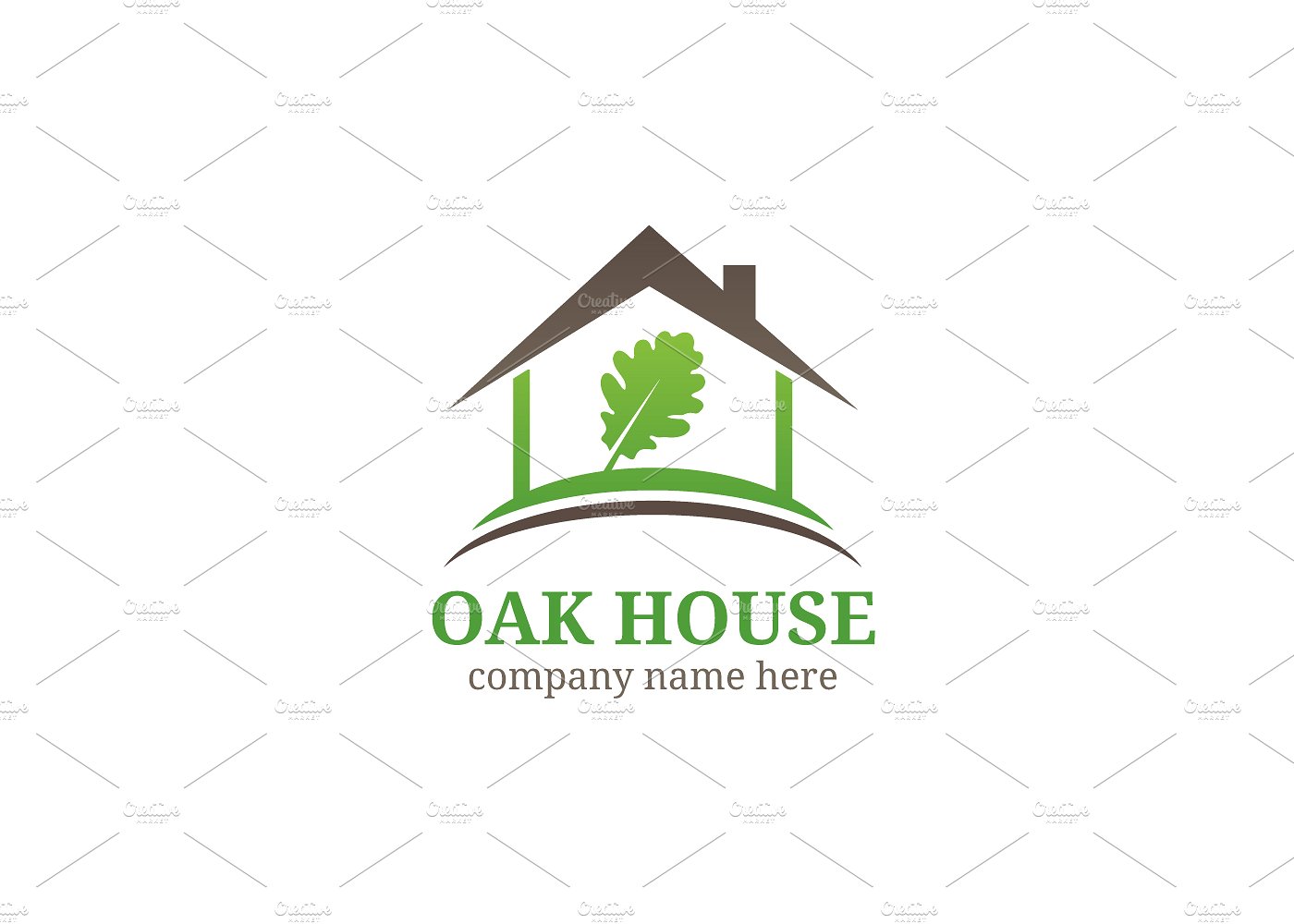 橡树房屋房地产行业标志logo模板Oak-House-Log