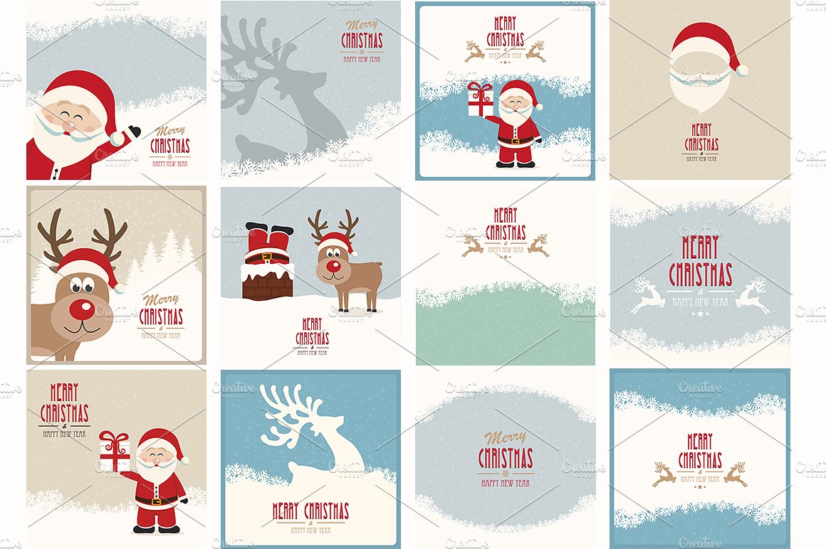 24个复古圣诞插画贺卡卡片设计素材24-Vintage-Ch