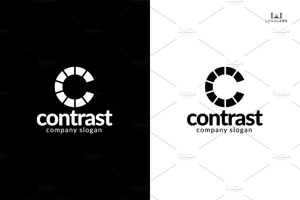 创意字母C标志Logo模板 Contrast-Letter-