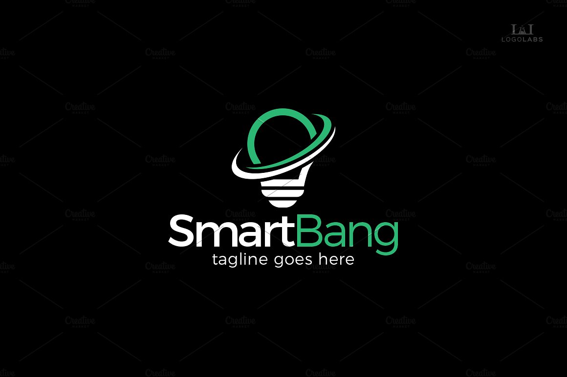 创意灵感灯泡概念标志Logo模板Smart-Bang-Log