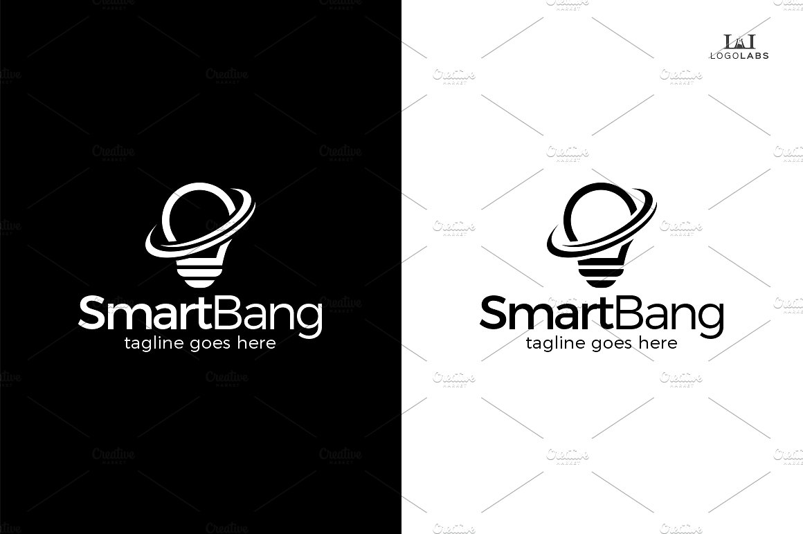 创意灵感灯泡概念标志Logo模板Smart-Bang-Log