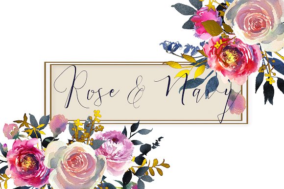 手绘水彩花卉植物设计素材Watercolor Roses P