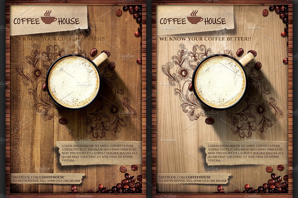 咖啡厅宣传广告促销传单模板设计 Coffee-Shop-Pr