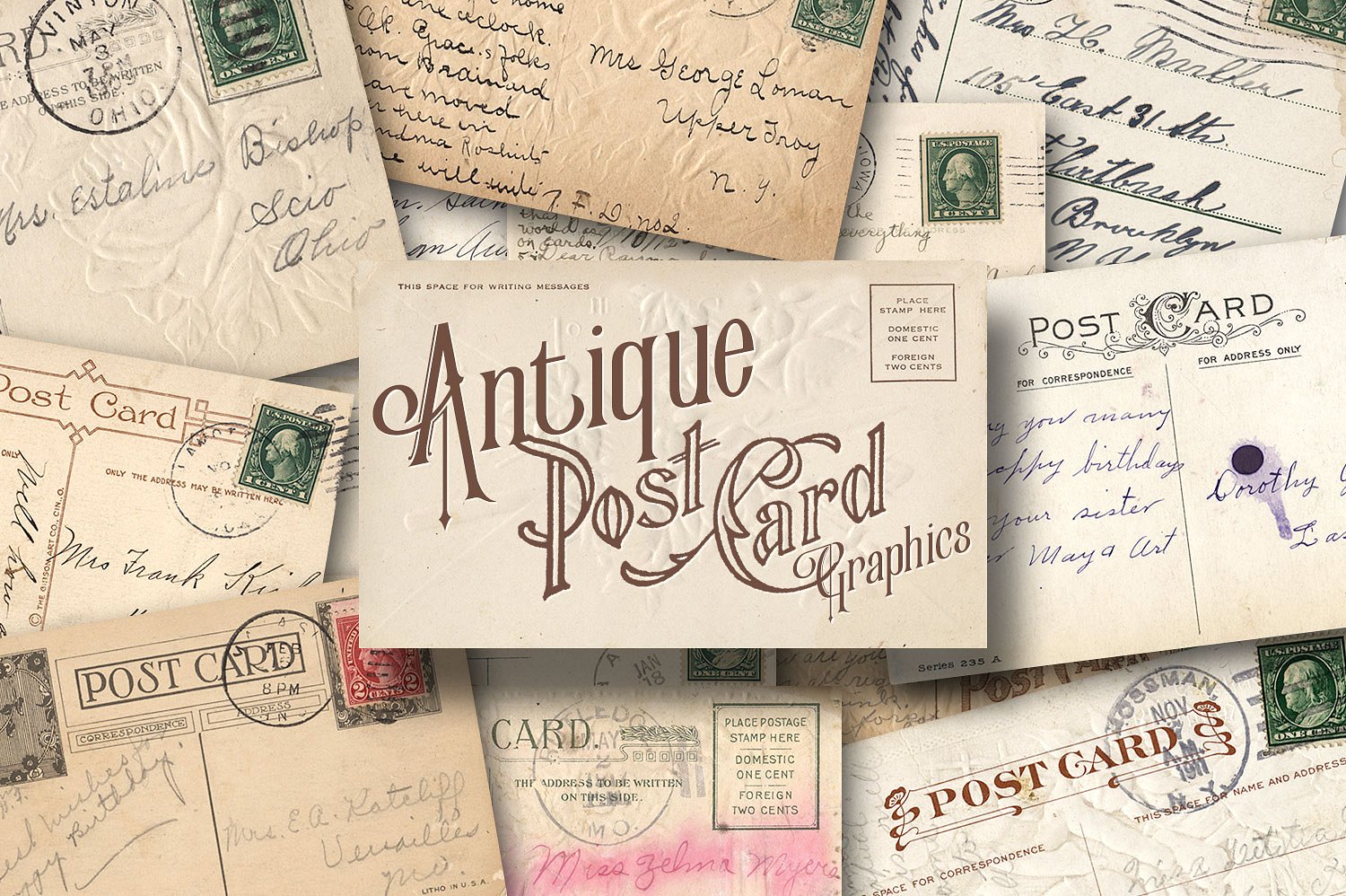 90 +复古明信片图片素材 90-Antique-Postc