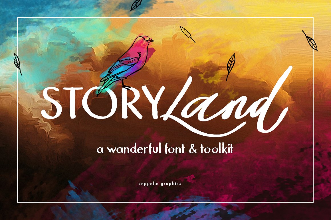 手绘字体+插图+Logo设计素材 Storyland-Fon