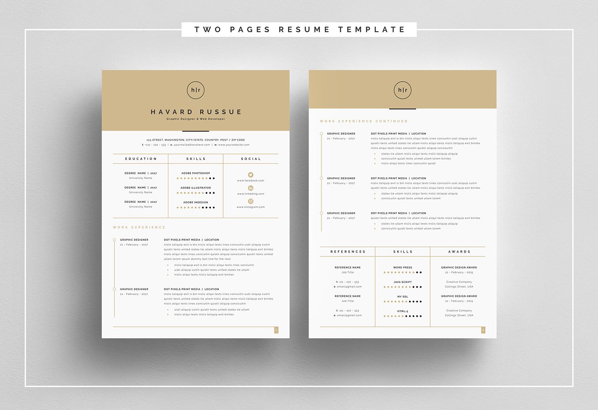 现代简洁专业简历求职信设计模板Professional-Re