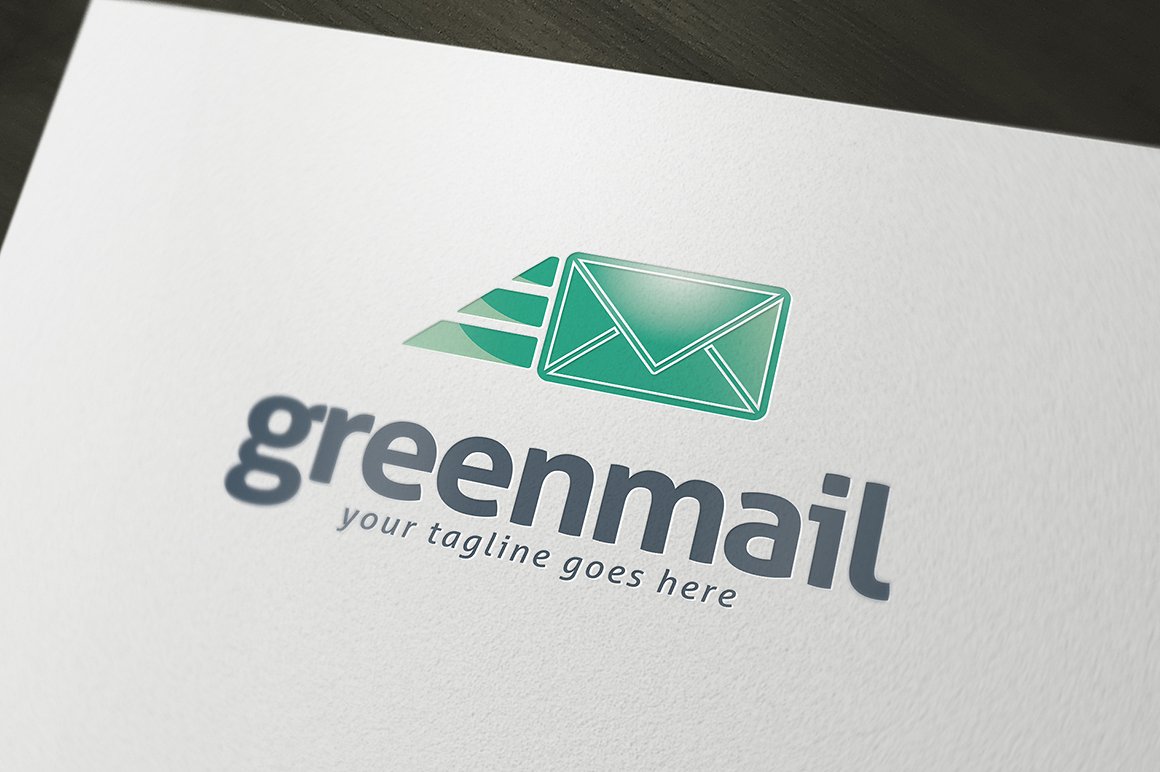 绿色电子邮件标志logo设计模板 Green-Mail-Lo