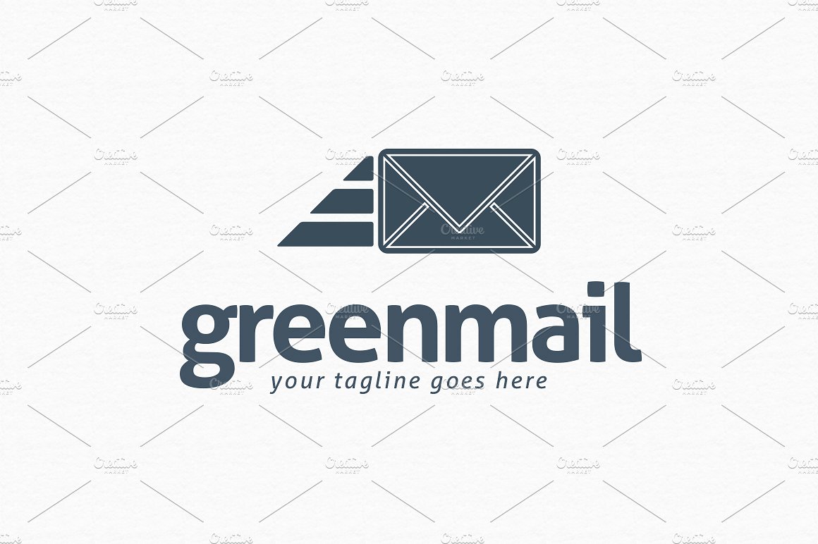 绿色电子邮件标志logo设计模板 Green-Mail-Lo