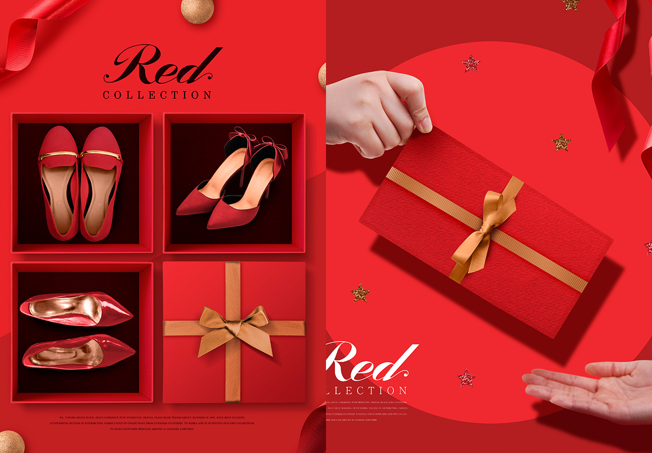 【中国红】2019新年红色礼物C4D场景模拟高分辨率合成海报